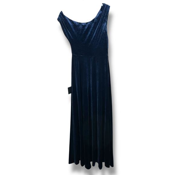 Lulus NWT Coveted Confidence Off-The-Shoulder Velvet Asymmetrical Maxi Dress - Picture 7 of 10